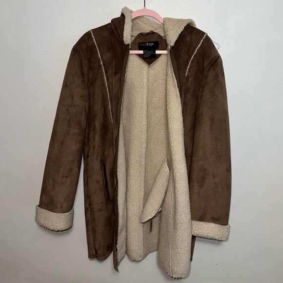 Brown Sherpa Hooded Coat - Picture 5 of 9